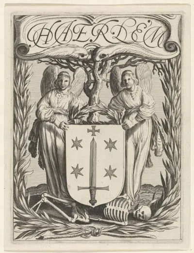 Wapen van Haarlem met twee engelen