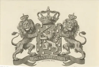 Wapen van Nederland met motto: Je Maintiendrai