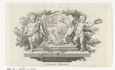 Wapenschild geflankeerd door putti