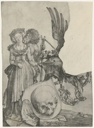 Wapenschild met vrouw en wildeman