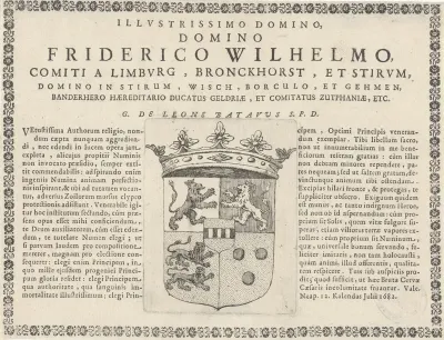 Wapenschild van Frederik Willem, graaf van Limburg en Bronckhorst