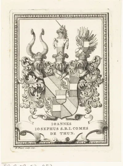 Wapenschild van Johann Joseph Anton graaf van Thun en Hohenstein