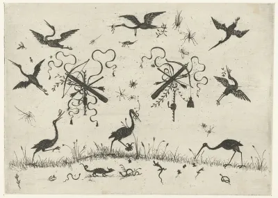 Wapentrofeëen tussen reigers
