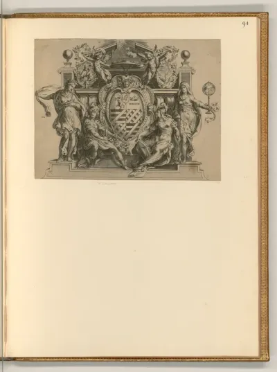 Wappen mit allegorischen Beiwerk