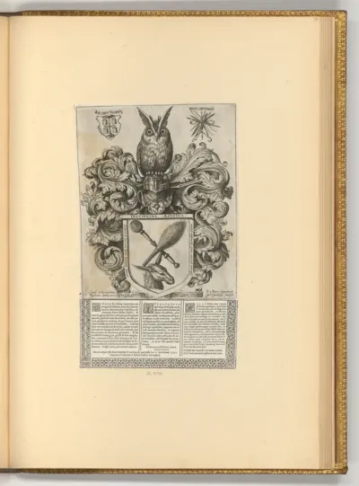 Wappen mit Esel und Eule