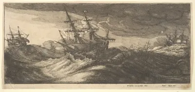 Warship and a Spouting Whale