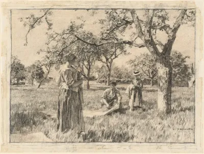 Washerwomen Setting the Linens Out to Dry