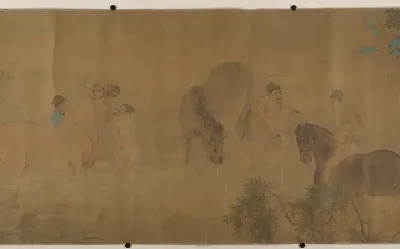 Washing Horses in a River
