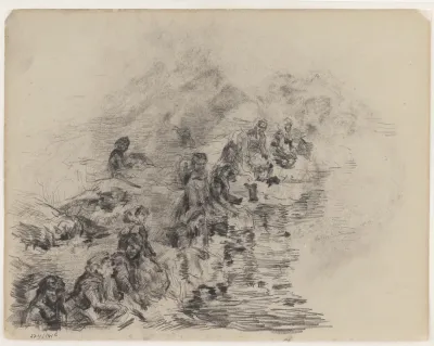 Wasvrouwen bij de Middellandse zee