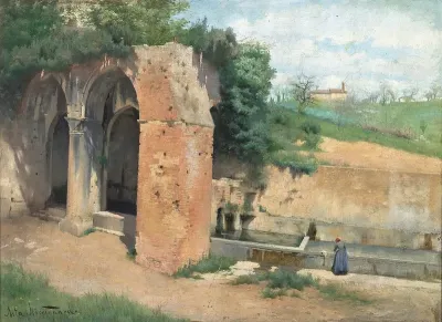 Water and antique Ruin, Italy