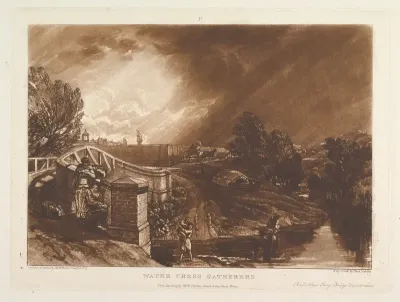 Water Cress Gatherers, Rails Head Ferry Bridge, Twickenham, part XIII, plate 62 from "Liber Studiorum"