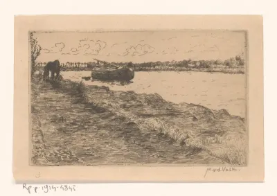 Waterkant langs rivier met boot