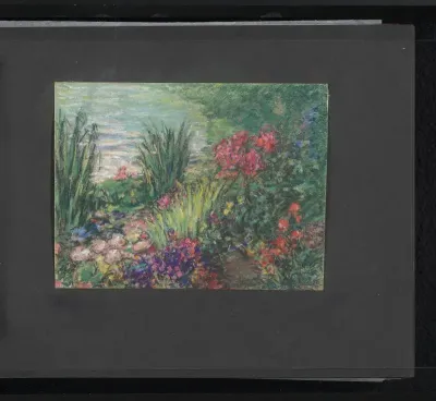 Waterkant met bloemen