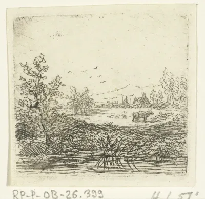 Waterlandschap met koe