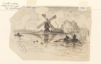 Waterlandschap met molen