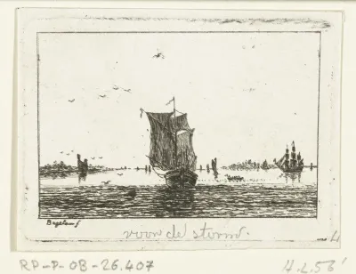 Waterlandschap met zeilschip