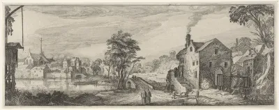 Watermolen bij een dorp