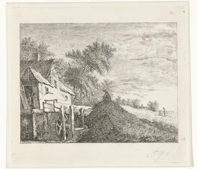 Watermolen in een landschap
