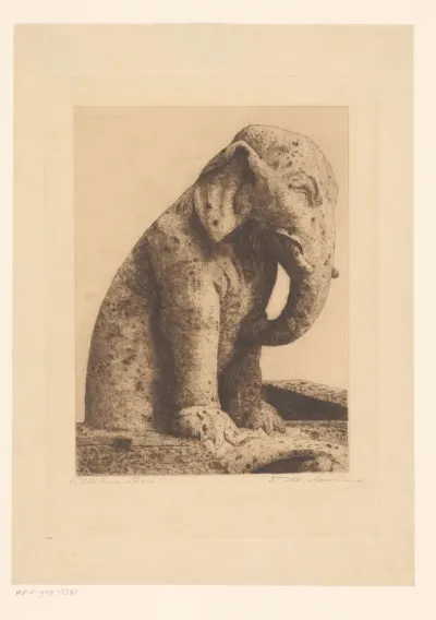 Waterspuwer van de Notre-Dame te Parijs in de vorm van een olifant