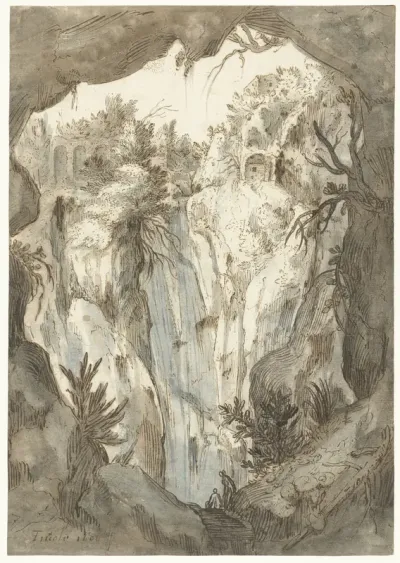 Waterval van Tivoli gezien vanuit een grot