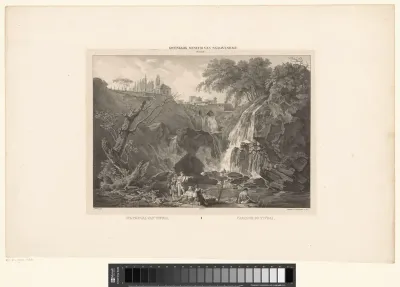Watervallen bij Tivoli met de villa van Maecenas