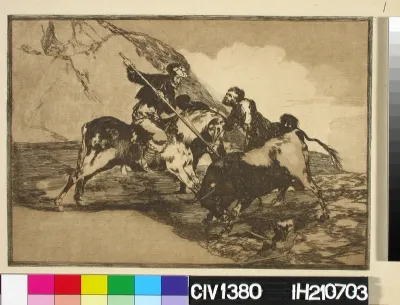 Way in which antique Spaniards hunted bulls