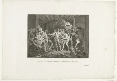 Wederdopers trekken tijdens een bijeenkomst hun kleren uit, 1535