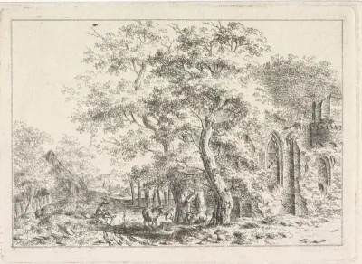 Weg langs de ruïne van een kerk