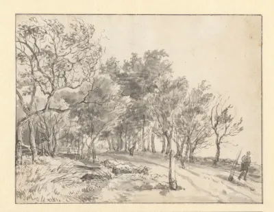 Weg langs een bos