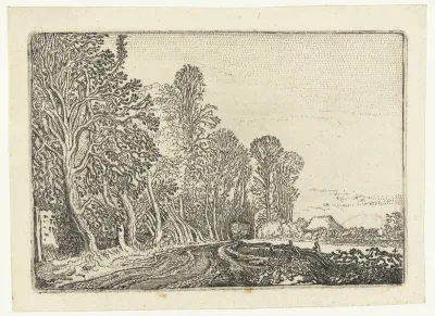 Weg langs een bosrand