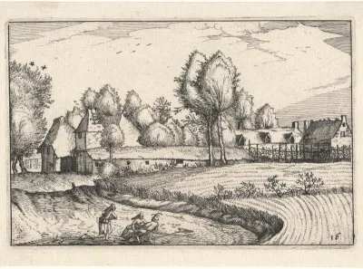 Weg langs een veld
