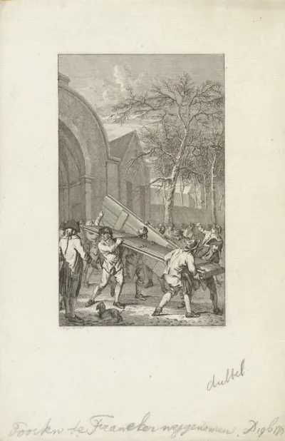 Wegnemen van de deuren van de stadspoort te Franeker, 1788
