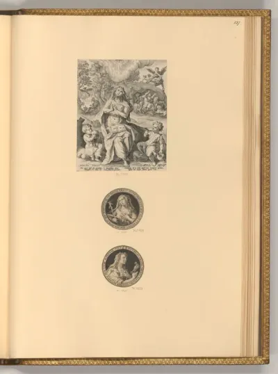 Weibliche Personifikation der Frömmigkeit; Personifikation der christlichen Tugenden (Rundbilder)
