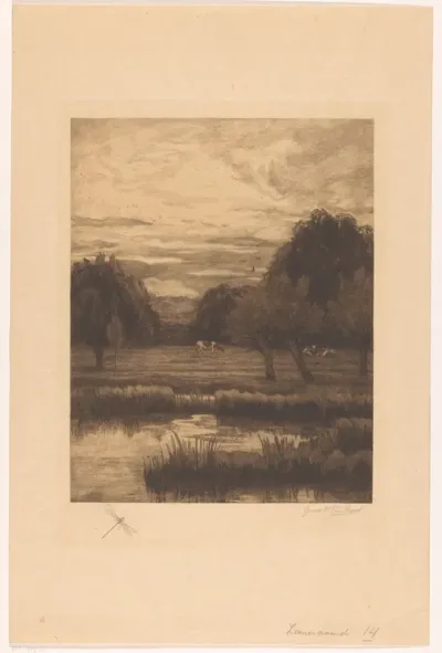 Weidelandschap met grazende koeien