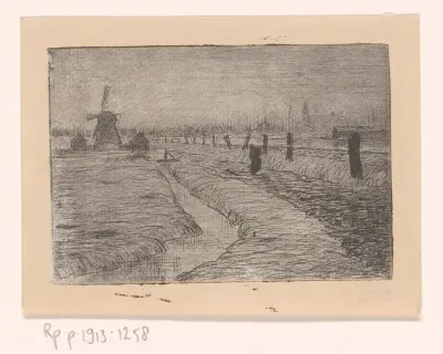 Weidelandschap met molen