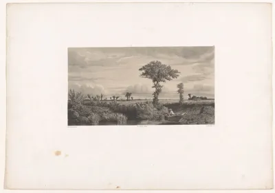 Weidelandschap met visser
