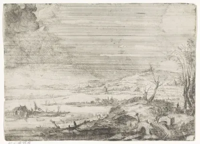 Weids rivierlandschap met links een bui