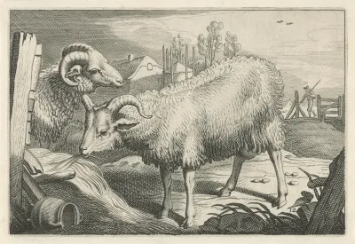 Weiland met een schaap en een ram