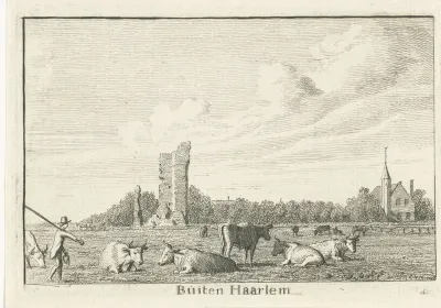 Weiland met zicht op de ruïne van Huis ter Kleef