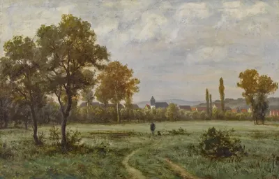 Weite Landschaft mit Stadt