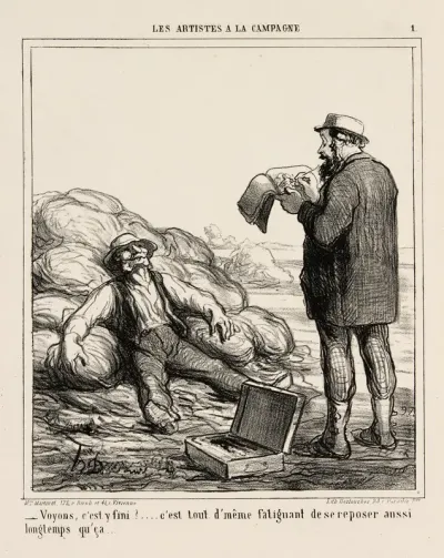 “- Well, are you finally finished?... after all it's tiring to relax for such a long time,” plate 1 from Les Artistes A La Campagne