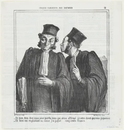 Well my friend, it seems you have lost..., from 'Parisian sketches,' published in Le Charivari, September 14, 1864