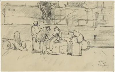 Werklui bij kade te Rotterdam