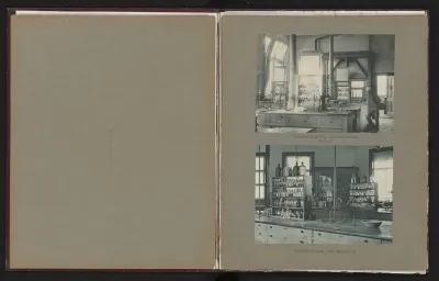 Werkzaal van het farmaceutisch laboratorium van de Universiteit van Amsterdam
