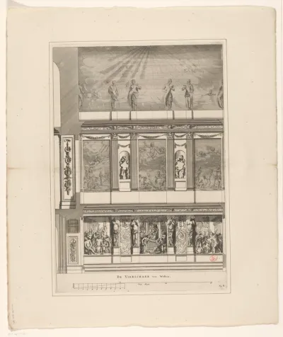 Westelijke muur van de Vierschaar in het Stadhuis op de Dam