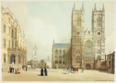 Westminster Abbey, Hospital and Company, plate seven from Original Views of London as It Is