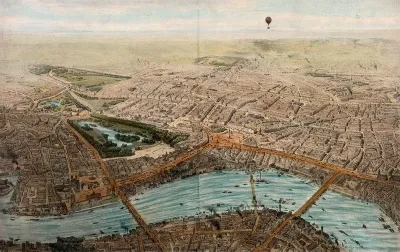 Westminster and surrounding areas of London seen from a balloon