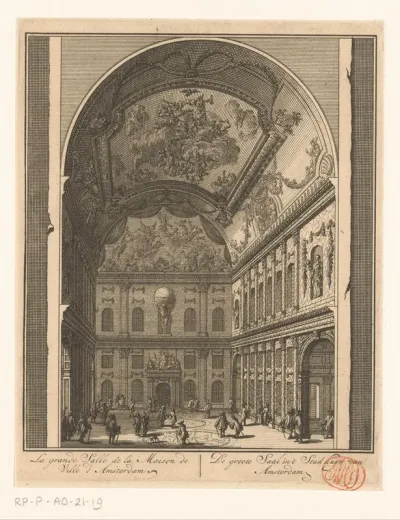 Westzijde van de Burgerzaal in het Stadhuis op de Dam