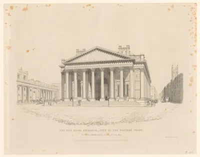 Westzijde van de Royal Exchange te Londen