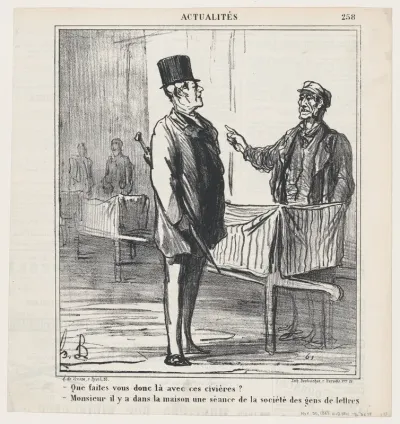 – What are you doing with these stretchers? – Monsieur, a reunion of the literary society is taking place in this house, from "News of the day"